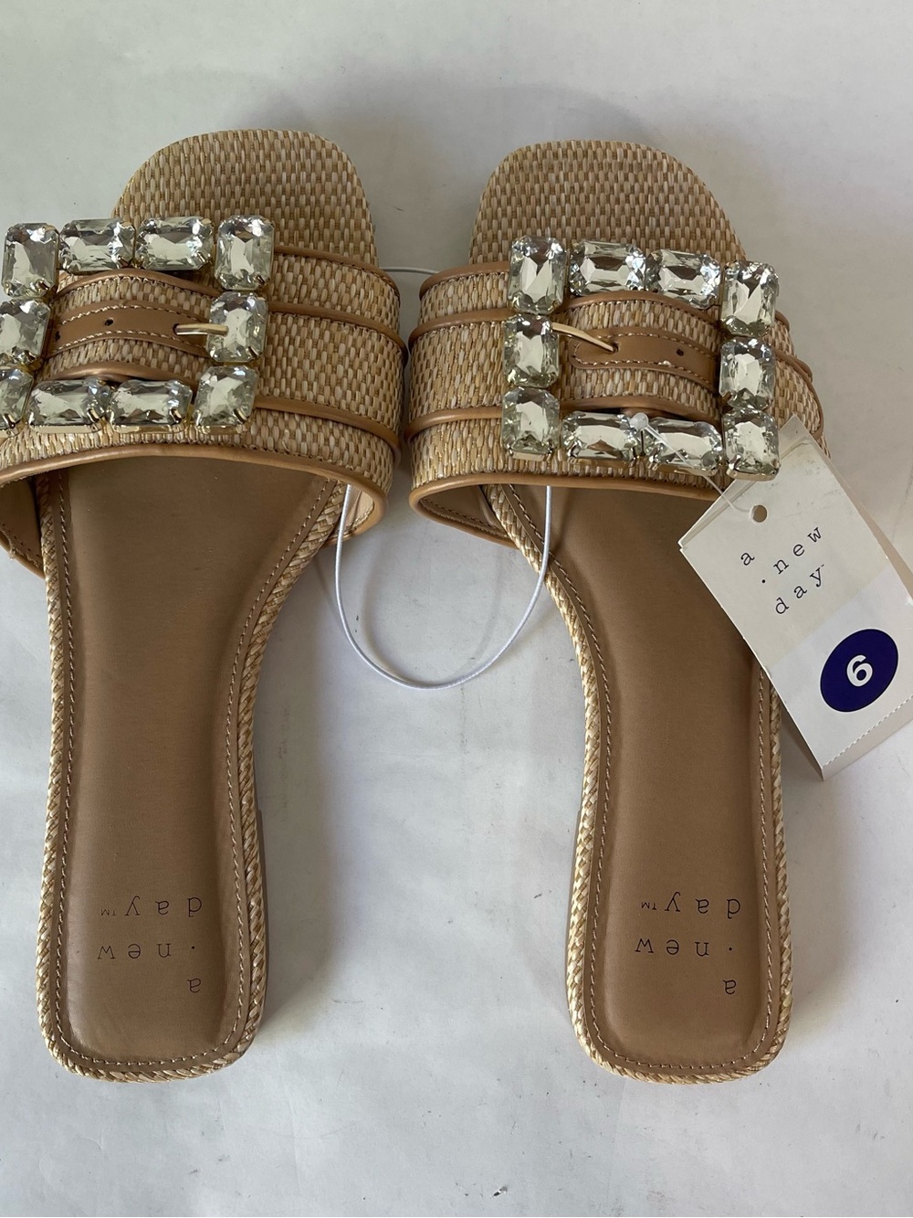 a new day Rhinestone Buckle Tan Kelsey Slide Sandals - Picture 2 of 12